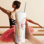 Gepersonaliseerde Roze Balletschoentjes 20oz Skinny Tumbler met Naam en Rietje Verjaardagscadeau voor Ballerina Meisjes