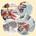 Couverture Personnalisée avec Nom et Motif Chien Chat Coeur Cadeau Anniversaire pour Ceux Qui Aiment les Animaux