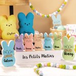 Set 1-10 Blocs Lapin en Bois Décor de Maison Personnalisé avec Nom Cadeau de Pâques pour Enfants Famille