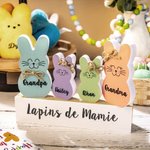 Set 1-10 Blocs Lapin en Bois Décor de Maison Personnalisé avec Nom Cadeau de Pâques pour Enfants Famille
