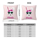 Housse d'Oreiller à Motif Lapin Personnalisée avec Nom Décoration à l'Intérieur Cadeau de Pâques pour Enfant Famille