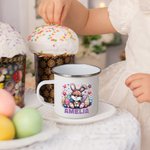 Tasse en Émail de Qualité Alimentaire Mug Personnalisé avec Nom Cadeau Anniversaire Pâques pour Enfant