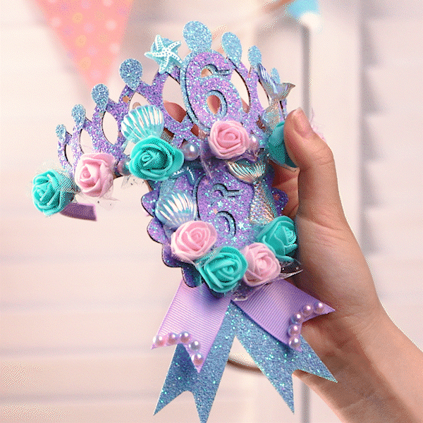 Personalisierte schöne handgemachte Glitter Meerjungfrau Krone Abzeichen Wand mit Alter Geburtstag Geschenk für Mädchen