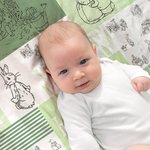 Personalisierte Peter Rabbit Bunny Multicolor Patchwork-Decke mit Namen Ostern Geburtstag Geschenk für Kinder