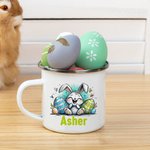 Tasse en Émail de Qualité Alimentaire Mug Personnalisé avec Nom Cadeau Anniversaire Pâques pour Enfant