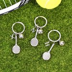Llavero Personalizado Raqueta y Pelota de Tenis con Inicial Regalo de Cumpleaños para Amante de los Jugadores de Tenis