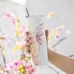 Gepersonaliseerde Roze Balletschoentjes 20oz Skinny Tumbler met Naam en Rietje Verjaardagscadeau voor Ballerina Meisjes