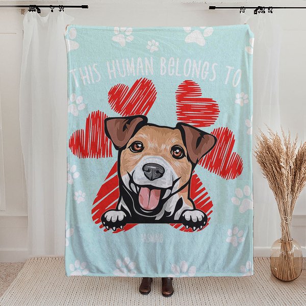 Furry Baby Blanket with Heart Paw Print for Dog Cat Lovers