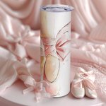 Gepersonaliseerde Roze Balletschoentjes 20oz Skinny Tumbler met Naam en Rietje Verjaardagscadeau voor Ballerina Meisjes