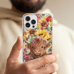 Personalised Colourful Highland Cow iPhone Case with Name Birthday Anniversary Gift for Friend Family