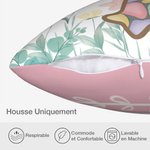 Housse d'Oreiller Motif Croix et Lapin Thème de Pâques Coussin Personnalisé avec Nom Cadeau de Pâques pour Enfant pour Maison