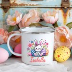 Tasse en Émail de Qualité Alimentaire Mug Personnalisé avec Nom Cadeau Anniversaire Pâques pour Enfant
