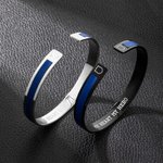 Personalisierte Polizei Thin Blue Line Armband mit eingraviertem Text Polizist Law School Graduierung Geschenke für ihn