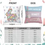 Housse d'Oreiller Motif Croix et Lapin Thème de Pâques Coussin Personnalisé avec Nom Cadeau de Pâques pour Enfant pour Maison