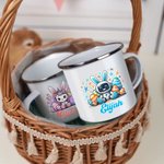 Tasse en Émail de Qualité Alimentaire Mug Personnalisé avec Nom Cadeau Anniversaire Pâques pour Enfant