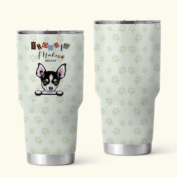 Gobelet en Acier Inoxydable Personnalisé avec Nom et Aminal Verre avec Patte Cadeau pour Amoureux des Animaux de Compagnie