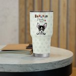 Gobelet en Acier Inoxydable Personnalisé avec Nom et Aminal Verre avec Patte Cadeau pour Amoureux des Animaux de Compagnie