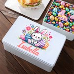 Personalized Cute Bunny Ears Animal Food Grade Metal Biscuit Tin with Name Easter Gift for Kids