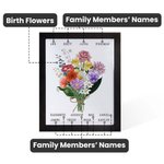 Personalized Family Birth Month Flower Bouquet Frame with 1-12 Names Mother's Day Birthday Gift for Mother Grandma