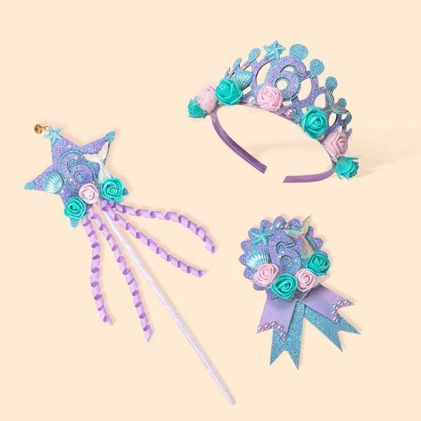 Personalisierte schöne handgemachte Glitter Meerjungfrau Krone Abzeichen Wand mit Alter Geburtstag Geschenk für Mädchen