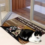 Paillasson Personnalisé avec Animaux de Compagnie Décoration de Maison Cadeau de Déménagement de Crémaillère pour les Amoureux des Chiens et des Chats