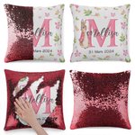 Housse d'Oreiller en Paillettes et Flanelle à Motif Pierre Lapin Housse Personnalisée avec Initiale Nom Date Cadeau d'Anniversaire Pâques pour Famille