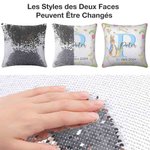 Housse d'Oreiller en Paillettes et Flanelle à Motif Pierre Lapin Housse Personnalisée avec Initiale Nom Date Cadeau d'Anniversaire Pâques pour Famille