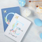 Personalized PU Leather Easter Peter Rabbit Passport Cover with Name and Initial Birthday Easter Gift for Kids Travel Lovers