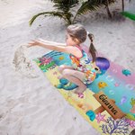 Personalized Mermaid Ocean Quick Dry Soft Beach Towel with Name Beach Summer Party Accessory Gift for Girl