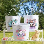 Personalized Cute Bunny Ears Animal Canvas Sweets Basket with Name Birthday Easter Gift for Kids