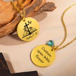 Personalizada Biblia Verso Cruz Nacimiento Flor Collar con Texto Grabado Joyería Religiosa Cumpleaños Bautizo Regalo para Ella