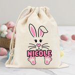 Personlig söt kanin väska med dragsko och namn påskdag födelsedagspresent för barn