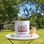 Personalized Cute Bunny Ears Animal Canvas Sweets Basket with Name Birthday Easter Gift for Kids