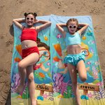 Serviette de Plage Personnalisée avec Nom et Motif Tortue de Mer et Corail Thème Plongée Essentiel Plage Cadeau pour Fille Garçon