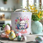 Personalized Cute Bunny Ears Animal Canvas Sweets Basket with Name Birthday Easter Gift for Kids