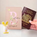 Personalized PU Leather Easter Peter Rabbit Passport Cover with Name and Initial Birthday Easter Gift for Kids Travel Lovers