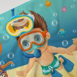 Personalized Marine Diving Kid Soft Beach Towel with Name Birthday Gift for Girl and Boy