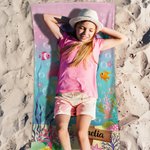 Gepersonaliseerde Quick Dry Pretty Mermaid Super Absorberende Zachte Strandhanddoek met Naam Travel Essentials Verjaardagscadeau voor Meisje