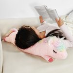 Gepersonaliseerd Schattig Comfort Fantasie Eenhoorn Pluche Speelgoed Kussen Rustgevend Lang Pluche Kussen met Kindernaam Kerstcadeau Verjaardagscadeau