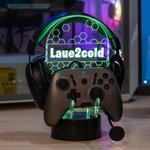 Henkilökohtainen LED-ohjain ja kuulokkeiden akryylipöytäjalusta, jossa on 12 valomoodia Switch Gaming Room Accessory -lahja pelin ystäville