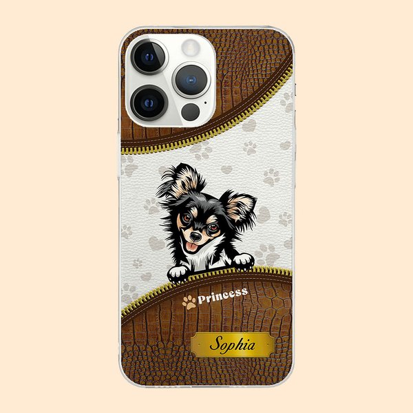 Custodia per telefono personalizzata in TPU a tema animale domestico con nome e impronte di zampe, regalo per gli amanti dei cani e dei gatti