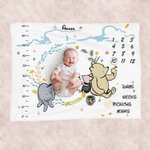 Personalized Classic Winnie The Pooh Baby Monthly Milestone Growth Tracker Soft Blanket Photo Prop Baby Shower Gift for Newborn