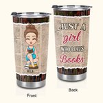 Gobelet Personnalisé avec Image Thème Just A Girl Who Loves Books Cadeau pour Amatrices des Livres