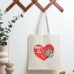 Cuore personalizzato Best Mom Canvas Tote Bag con nomi 1-3 animali domestici Regalo di compleanno per proprietari di animali domestici