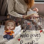 Personalised Just A Girl Who Loves Books Soft Blanket Home Decoration Birthday Reading Gift for Book Lovers