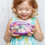 Huevo de Pascua Jumbo Personalizado con Diseño de Lunares y Nombre Caja de Caramelos para Niños