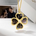 Collana personalizzata con cuore d'amore e 4 foto con iniziale incisa Festa della mamma e compleanno per le donne