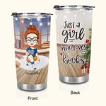 Personalizzato Just A Girl Who Loves Books 20oz Tumbler Regalo di Natale di lettura per gli amanti dei libri