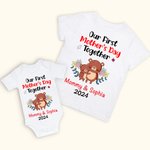 T-shirt Onesie de Bébé 100% Coton Personnalisé avec Nom Ensemble Assorti Cadeau de Fête des Mères pour Nouveau-né et Nouvelle Maman