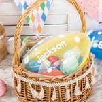 Personalisiertes Polka Design Jumbo Osterei mit Namen Osterkorb Füller Ostersüßigkeiten Box Geschenk für Kinder